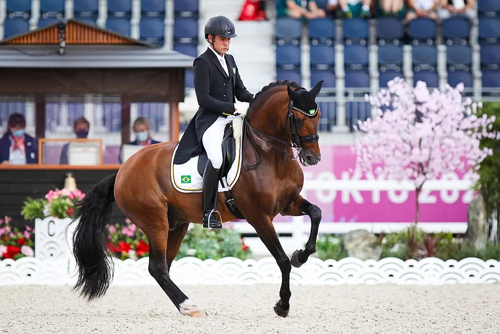 Escorial competing in dressage at the Tokyo 2020 Olympics